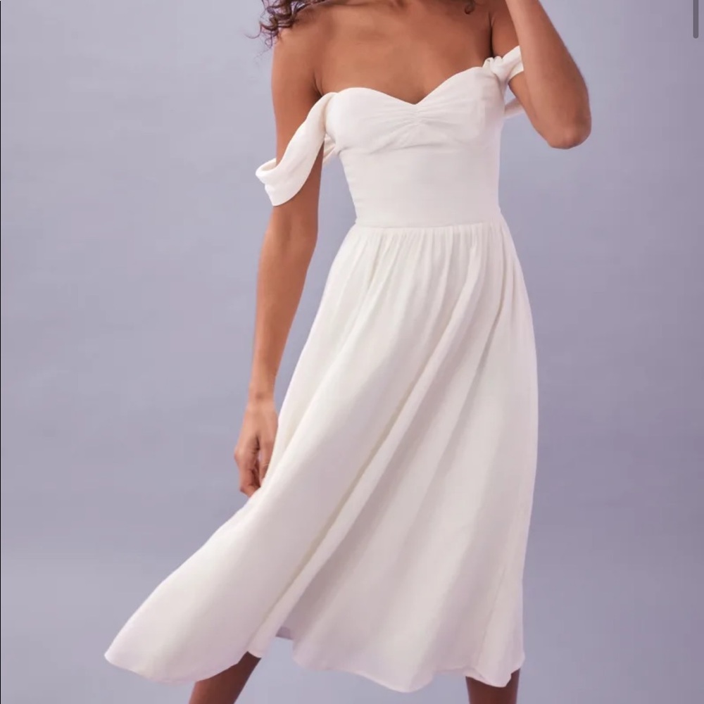 REFORMATION off shoulder midi dress